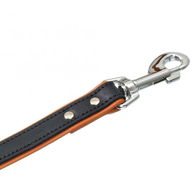 Karlie Rodeo Leine genietet, 16mm 100cm - schwarz/cognac â Bild 2